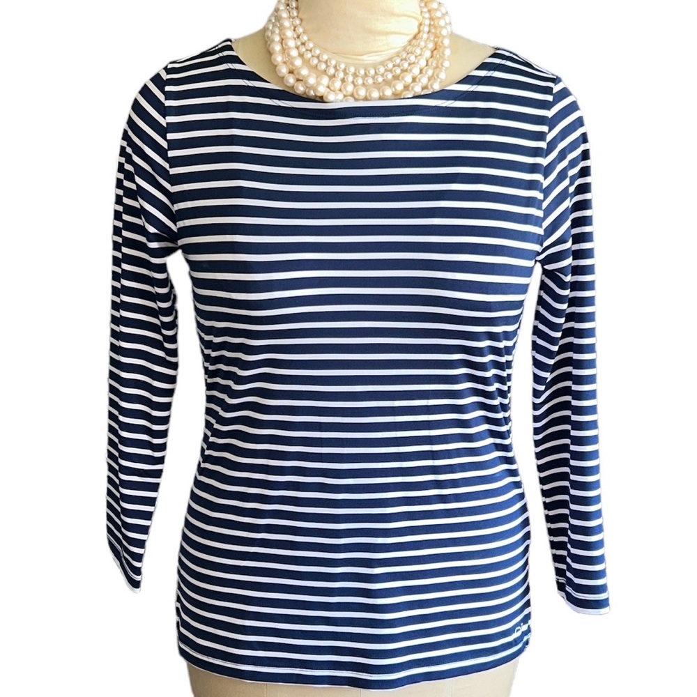 Vineyard Vines SANKATY Breton Nautical Stripe Top Boatneck Quick Dry Size Small